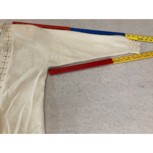 Eugenia by Angenie Winter White Open Cardigan SZ XL 40% Angora Embellished - Picture 13 of 16